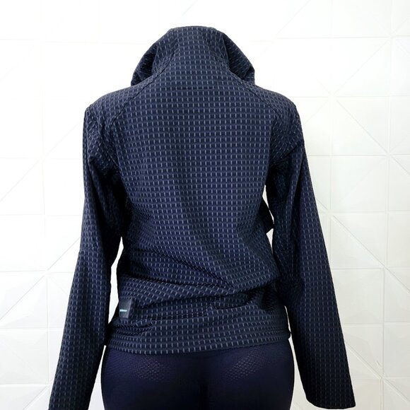 Lululemon Women Black Graphite Grey Water-Repellent Grid Fleece Hiking Jacket S - Picture 5 of 10